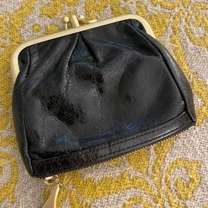 Cute Hobo black leather coin purse wallet, 3 compartments